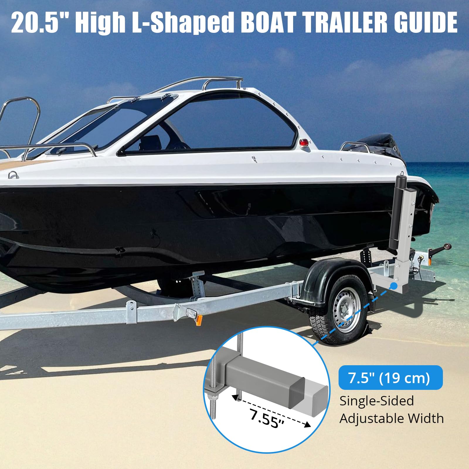 L-Form 1,1 m Anhängerpfahl Bootsanhänger Anleitung Kurbelstütze Bootsführung, 30 Cm Einstellbare Breite Boat Trailer Guide-on, Ersatzteile Und Zubehör Für Skiboot Fischerboot Segelbootanhänger