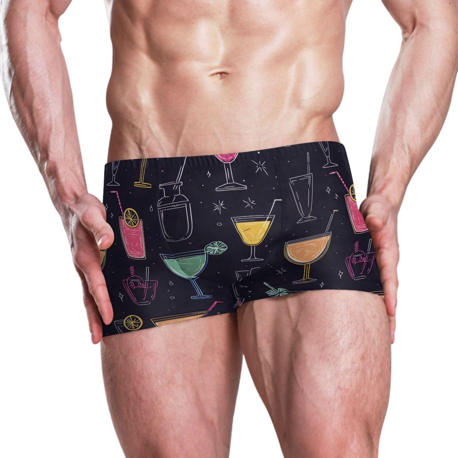 UMIRIKO Colorful Cocktail Glass Men's Swim Trunk Square Leg Swimsuit Swimwear Swim Briefs for Men 2XL 202b8376