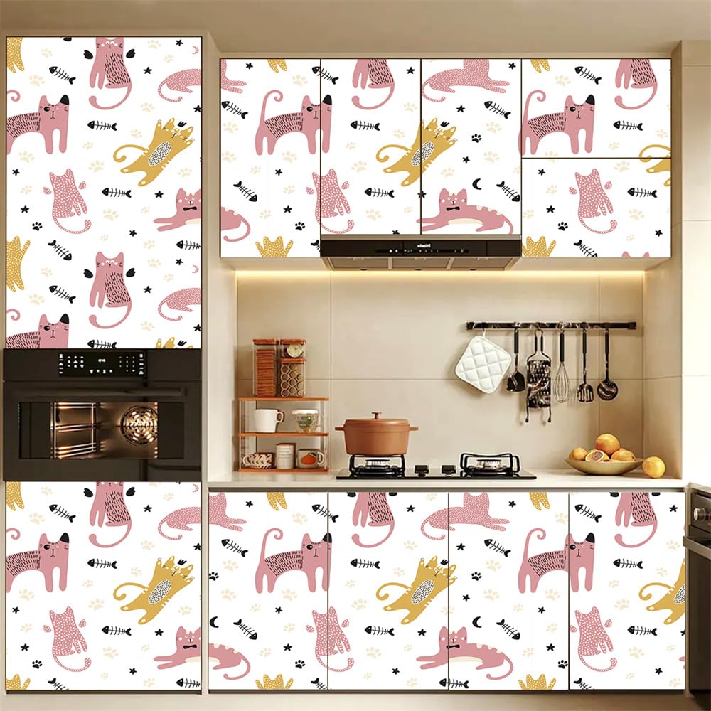 Naklejki na płytki 40 x 100 cm ze zwierzętami i kotami, samoprzylepne na ściany i podłogę, odpowiednie do kuchni i łazienki.