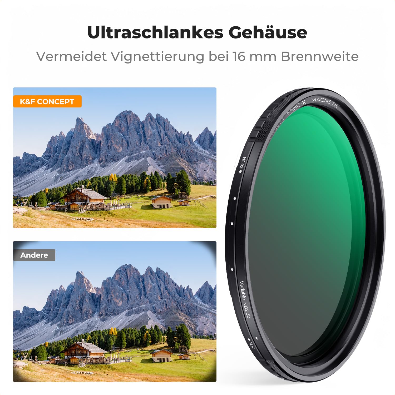 K&F CONCEPT ND Filter 67mm Magnetischer Variabler Graufilter ND2-32 (1-5 Stop) Neutral Graufilter mit Magnetischer Objektivadapter,Nano-Xcel Serie