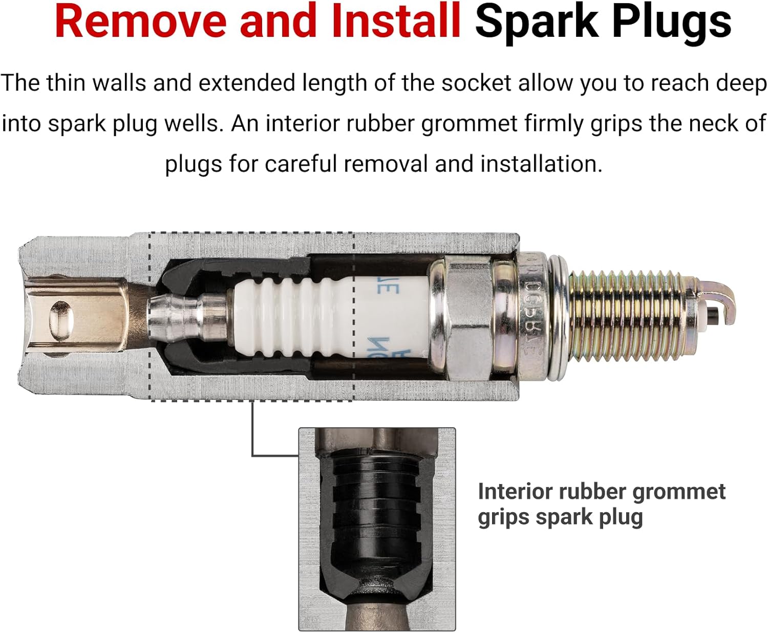 TEKTON 3/8 Inch Drive Spark Plug Socket Set, 3-Piece (5/8, 3/4, 13/16 in.) | SHD91003