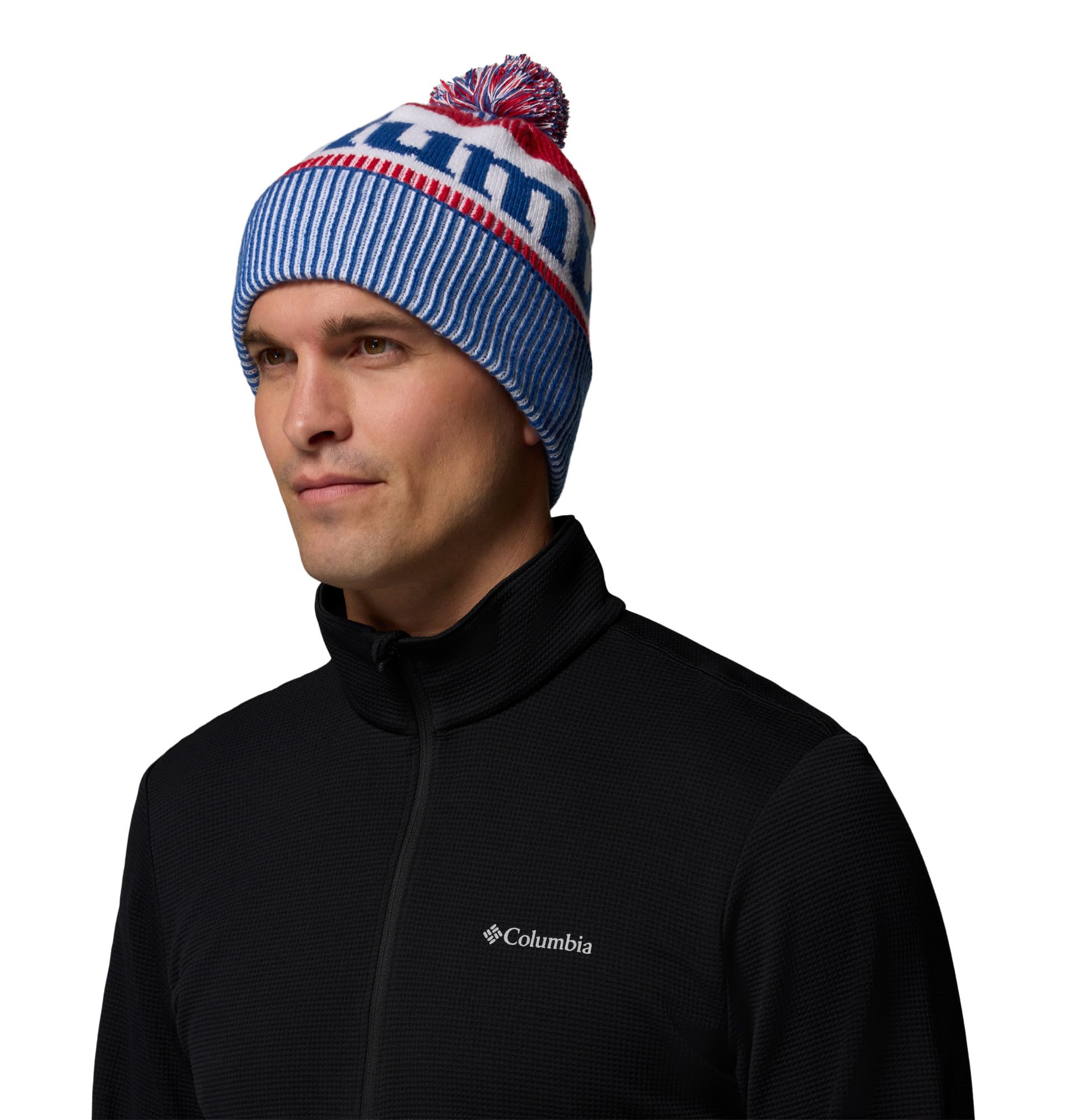Columbia Polar Powder Iii Beanie, Mountain Blue/Mountain Red/White, One Size