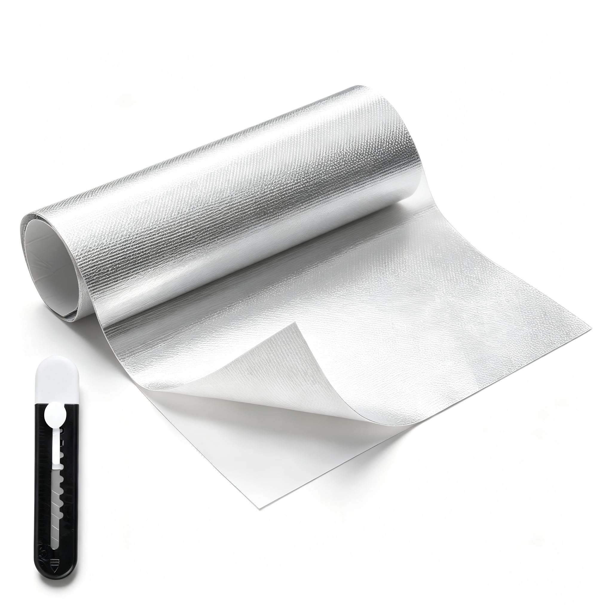 Alfombrilla protectora contra el calor aluminizada 60 x 200 cm,Autoadhesivo lámina protectora contra el calor con cuchilla de corte, para aislar capós y conductos aire en vehículos motor.