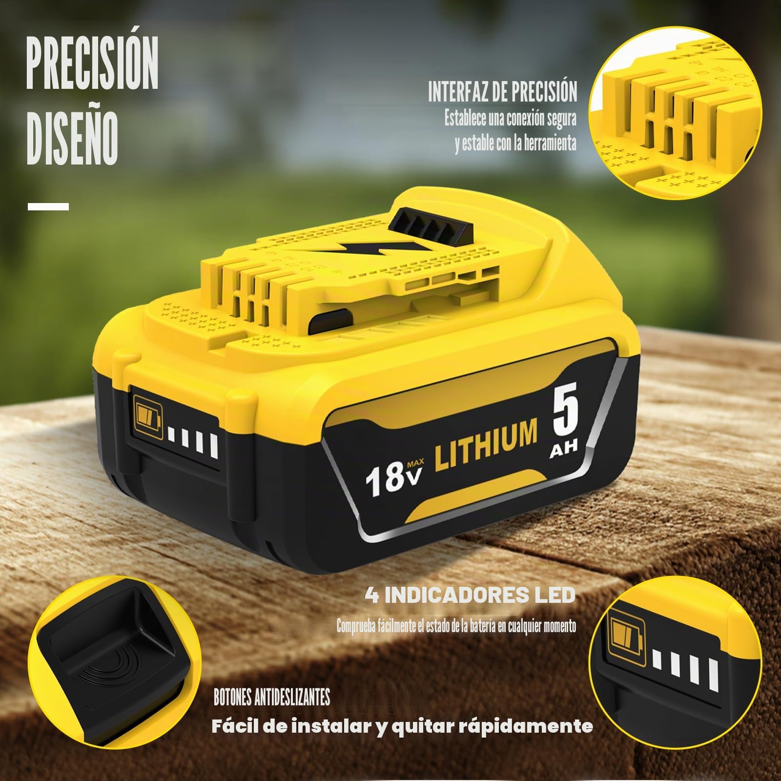 2 Piezas 5.0Ah Repuesto para Dewalt Batería 18V + 3A Cargador para Dewalt Cargador 10.8V- 20V con batería DCB200 DCB200-2 DCB204 DCB120 DCB127 con Indicadora LED