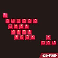 Vista 5 de HK GAMING Juego de teclas dobles retroiluminadas de goma Perfil OEM para teclado mecánico (23 teclas, rojo español)