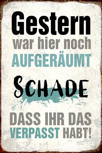 Schatzmix Plaque Murale décorative en métal Inscription en Allemand Gestern War 