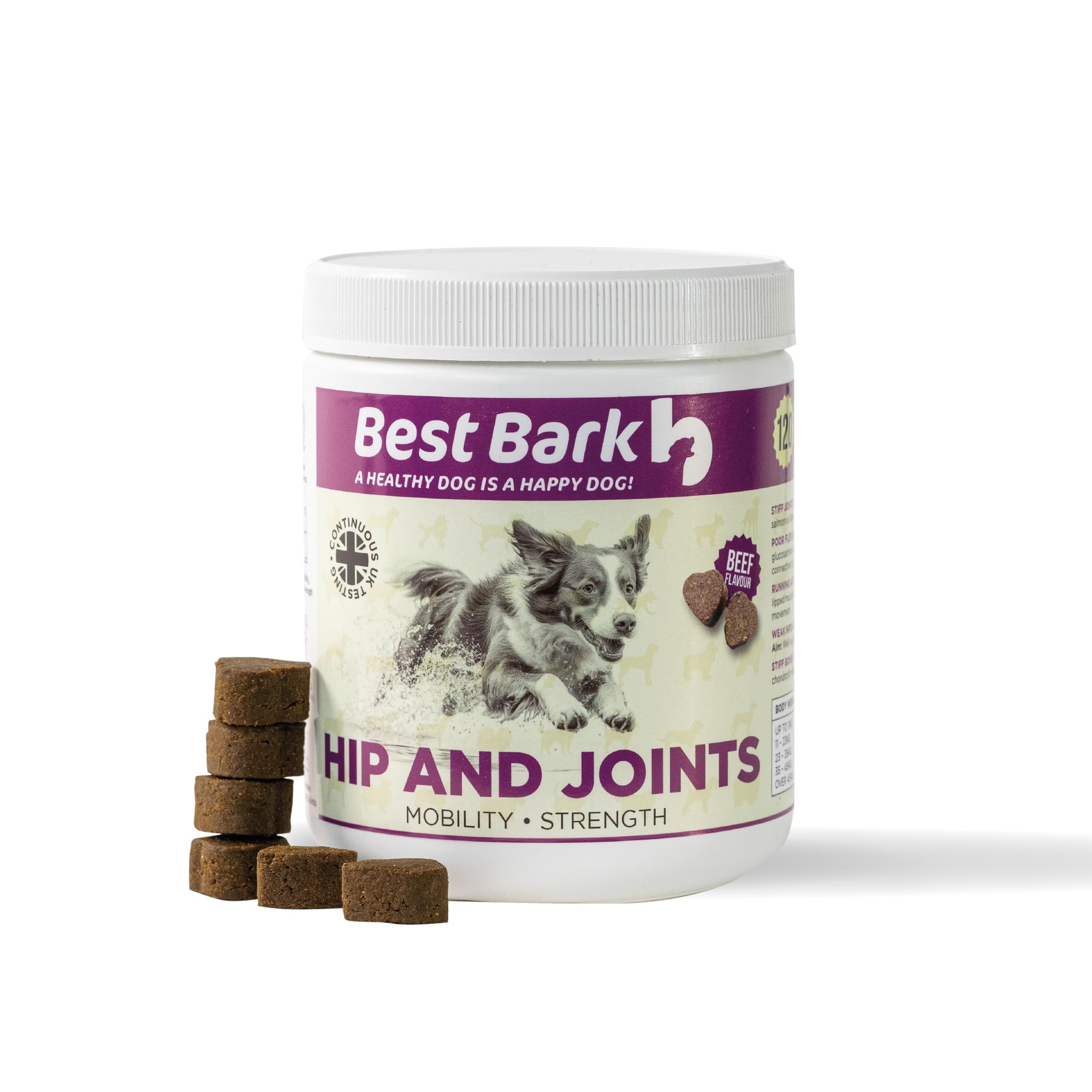 BestBark Hip & Joint Treats For Dogs - Stiffness, Strength, Mobility & Flexibility - Joint Supplement With Glucosamine, MSM, Chondroitin, GLM & Devils Claw - Perfect for Small, Medium & Large Dogs