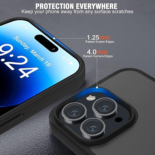 Miniatura 5 de Funda para iPhone 14 ProMax, color negro mate diseñada para iPhone 14 Pro Max de 6.7 pulgadas, protección contra caídas de grado militar, compatible
