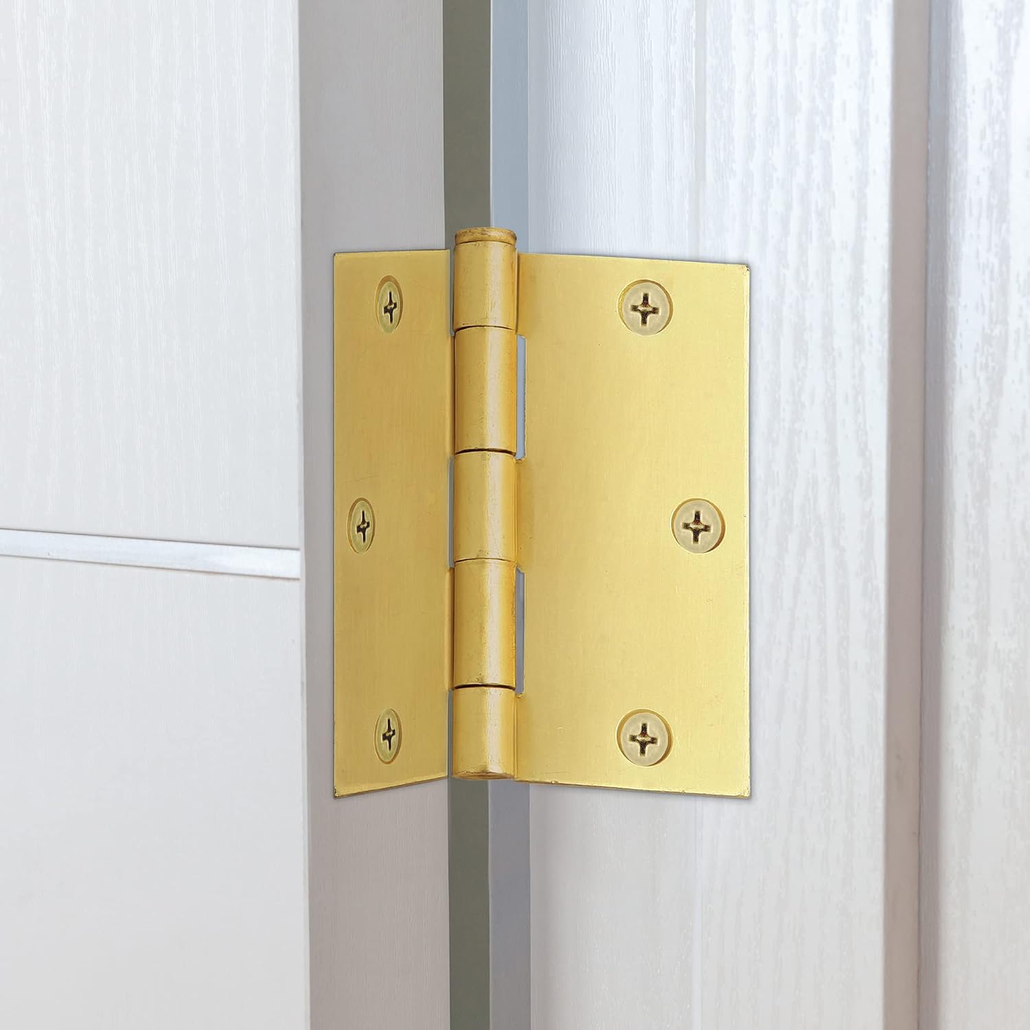 Design House 181453 3-Pack Square Hinge 3.5", Satin Brass