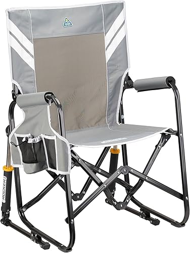 Miniatura 22 de GCI Outdoor Freestyle Rocker XL con mesa auxiliar Silla de campamento Mecedora plegable portátil con reposabrazos sólidos y duraderos, soporte