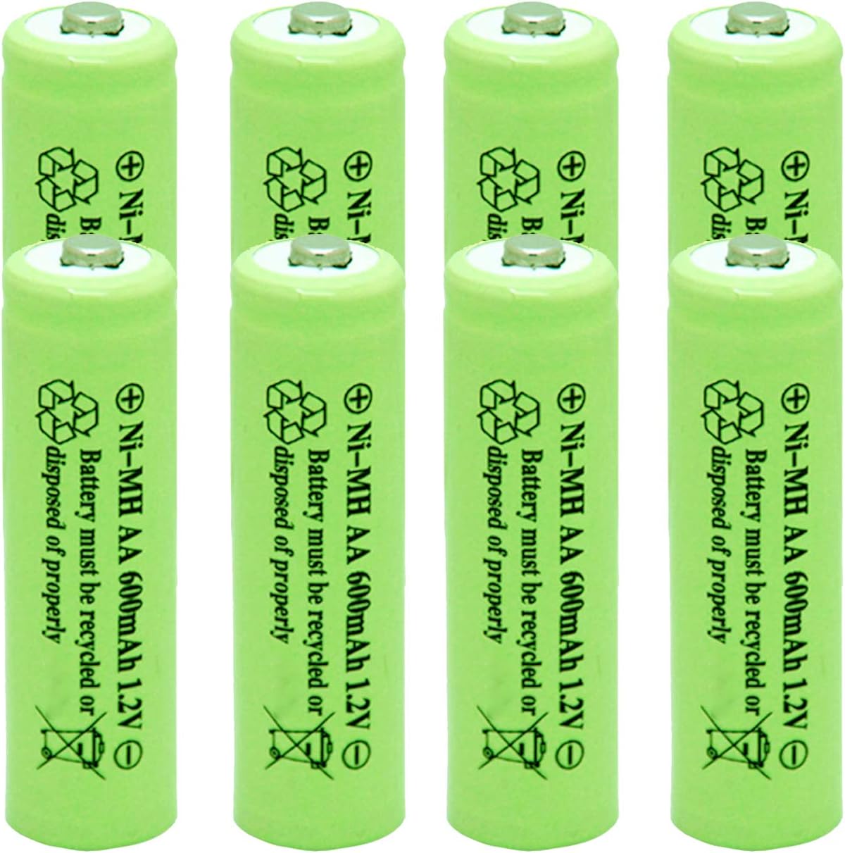 Ni-Mh AA 600mAh 1.2V Rechargable Batteries Pre-Charged for Outdoor Solar Lights,Garden String Light, Pathway Lights (8Pack AA)