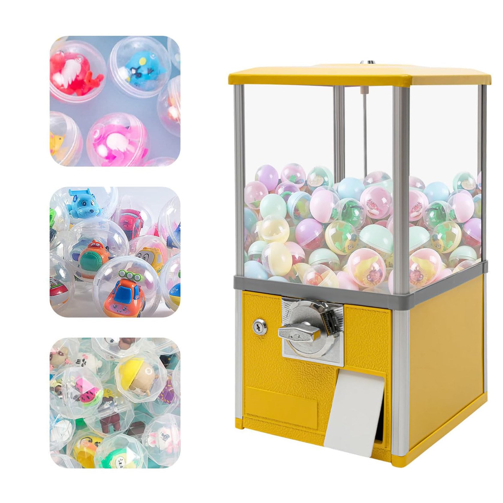 Kapselautomat, MüNzbetriebener Kaugummi-SüßWarenspender, Automatischer Kapselautomat FüR EinzelhandelsgeschäFte, FüR 4,5–5,5 Cm FüR SpieleläDen,Yellow