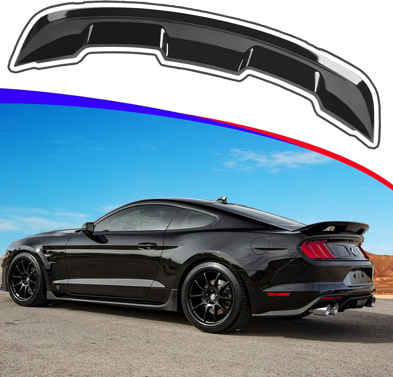 Rear Spoiler Wing Compatible with 2015-2023 Mustang V6/V8/Shelby/GT/EcoBoost 2-Door Coupe Models GT500 GT350 Style ABS Rear Trunk Spoiler