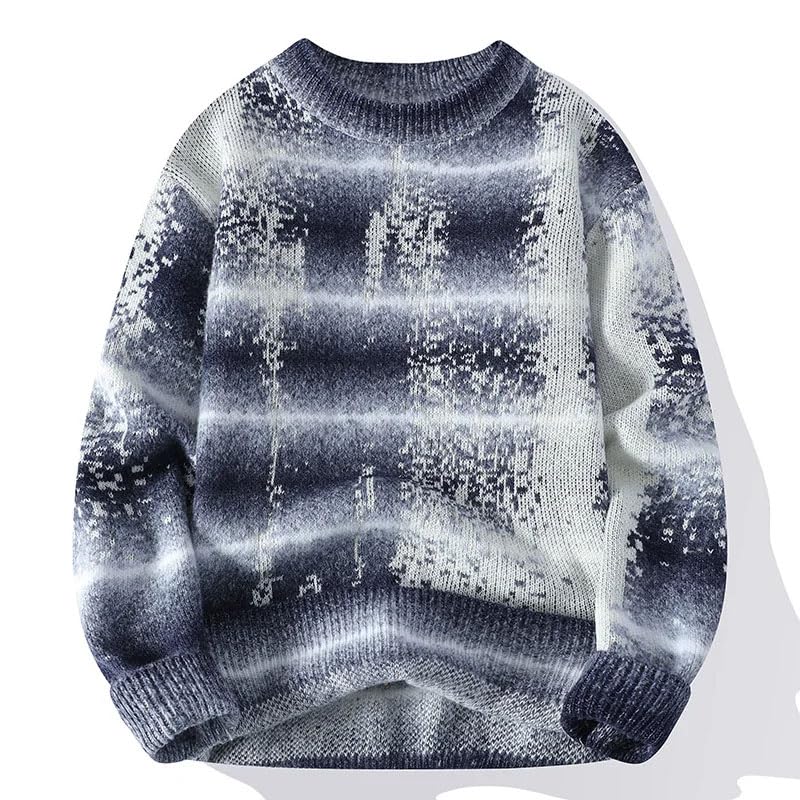 Men's Gradient Tie-Dye Knit Sweater Street Loose Fit Casual Crew Neck Pullover4