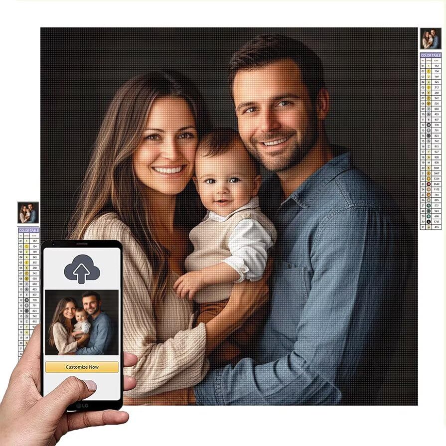 Diamond Painting Personnalisé 50x50cm | Kit Complet Broderie Diamant pour Adulte