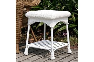 Outdoor White Wicker Patio Furniture End Table