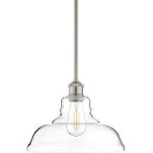 Linea di Liara Lucera Modern Farmhouse Pendant Light Fixture Ceiling Hanging Large Glass Pendant Lighting for Kitchen Island Brushed Nickel Pendant Light Over Sink Light Fixtures, Bulb Included