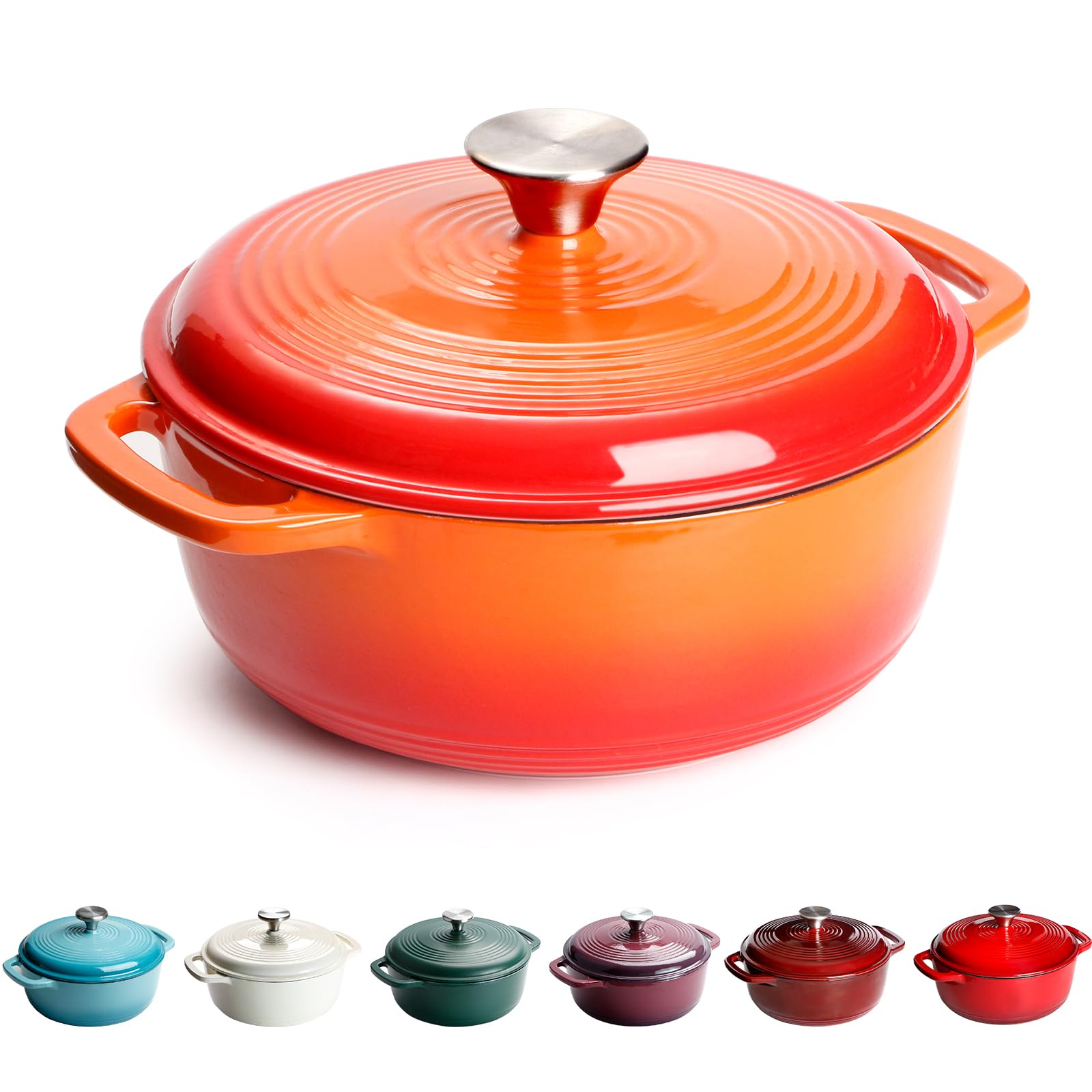 Pentola da forno olandese con coperchio, in ghisa smaltata antiaderente da 1,5 l, con doppi