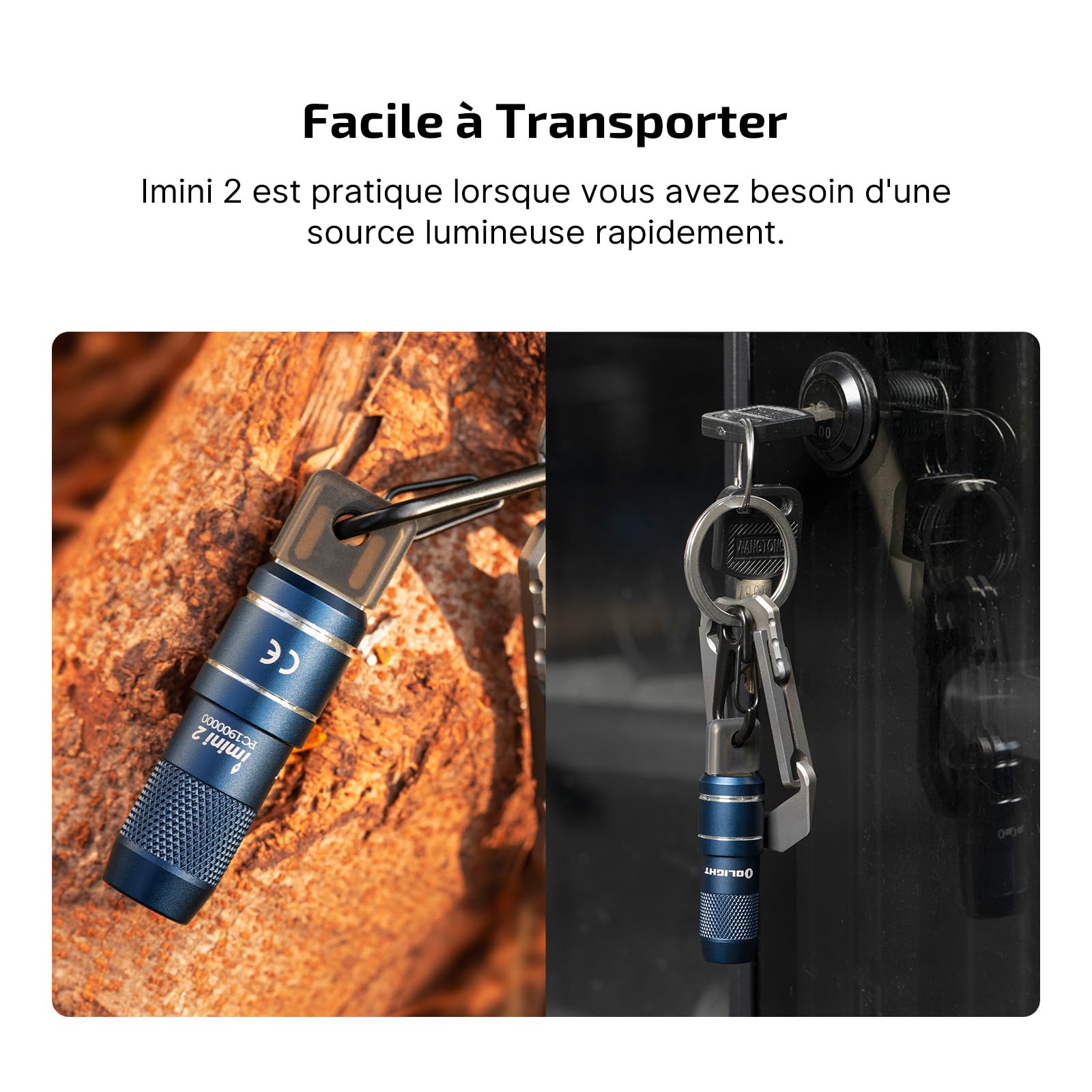 OLIGHT I MINI 2 Port USB Magnétique Mains Libres Lampe de Poche Rechargeable 50 Lumens Lumière Douce Petite et Puissante Clé pour la Décoration (Bleu Nuit)
