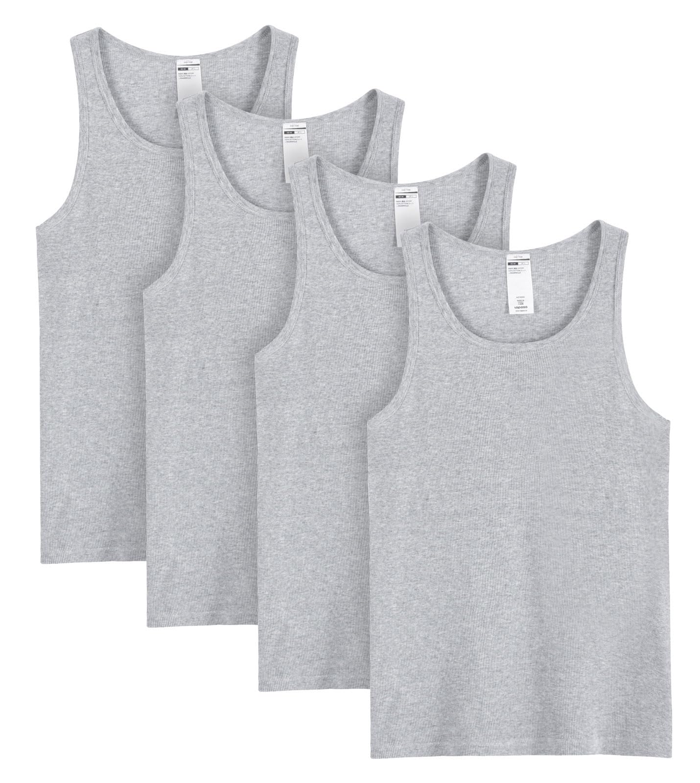 LAPASA Débardeur Homme Côtelé Lot de 4 Maillot de Corps 100% Coton T-Shirt sans Manches sous-Vêtements M35