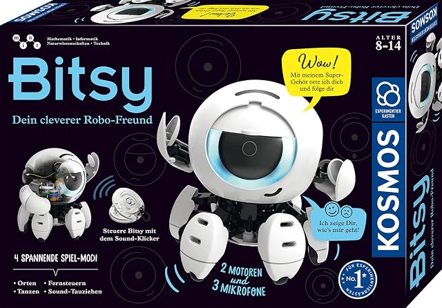Kosmos 621094 Bitsy - Tu Inteligente Robot Amigo, Robot para niños, controla Bitsy con pulsador de Sonido…