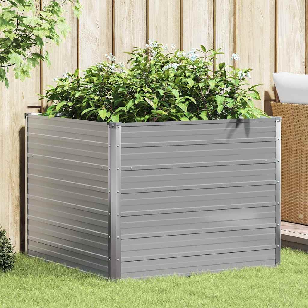 vidaXL Jardinière 100x100x77 cm Gris Acier Galvanisé Balcon Jardin Bac Fleurs