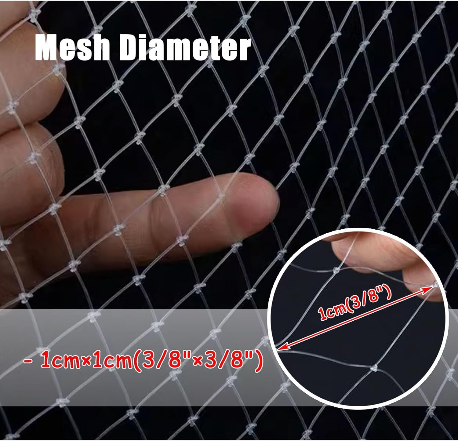 1cm Wide Garden Netting - Heavy Duty Bird Barrier -Durable Nylon Trellis Netting for Grape Vines(3mx4m)