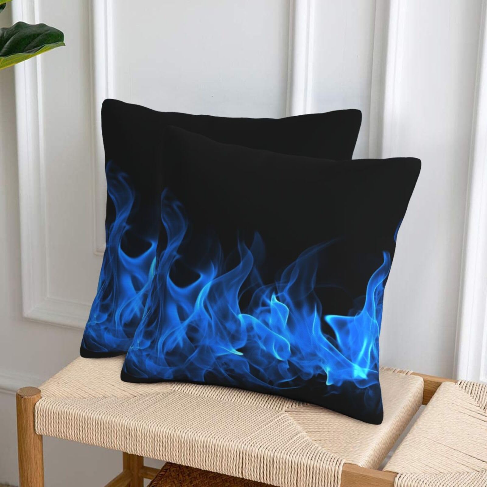 NONHAI Decorative Throw Pillow Covers Set of 2, 20"x20" Square Cushion Case Soft Comfy Blue Flame Throw Pillows for Couch Cushion Livingroom Farmhouse Home Decor Pillowcases
