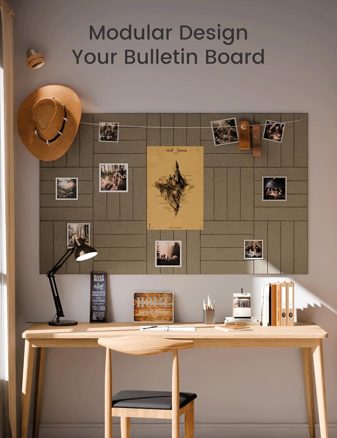 Large Felt Bulletin Board 48" x 36" Cork Board Alternative-12 Pack with 70 Safe Removable Adhesive Tabs, Cork Boards for Walls for Home Office Classroom Pin Board-Earth Brown