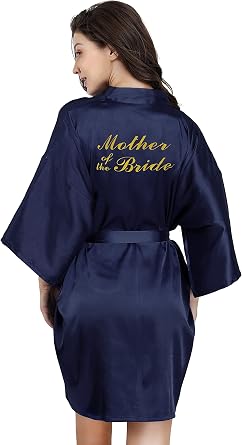 EPLAZA Bride Robe Wedding Day Gold Glitters Bridal Party Robes One Size