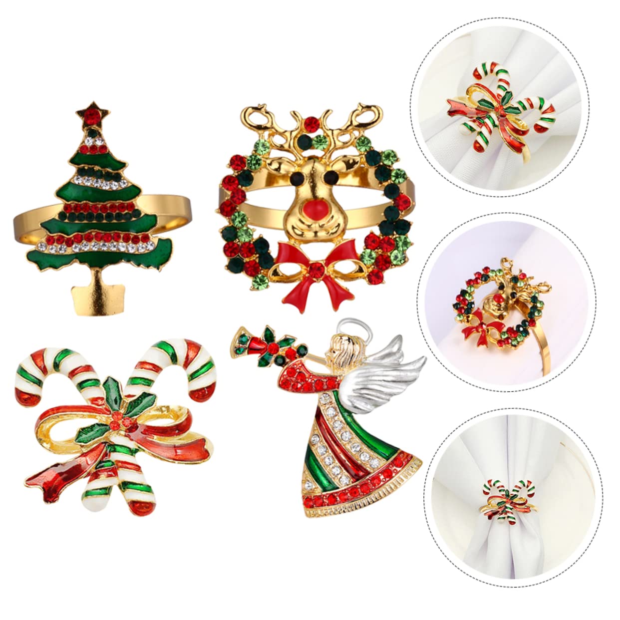 OUNONA 12stücke Teiliges Weihnachtsserviettenringe Aus Legierung Elegante Tischdekoration Für Festlichkeiten Für Weihnachten Hochzeiten Und Partys Rot Und Grün