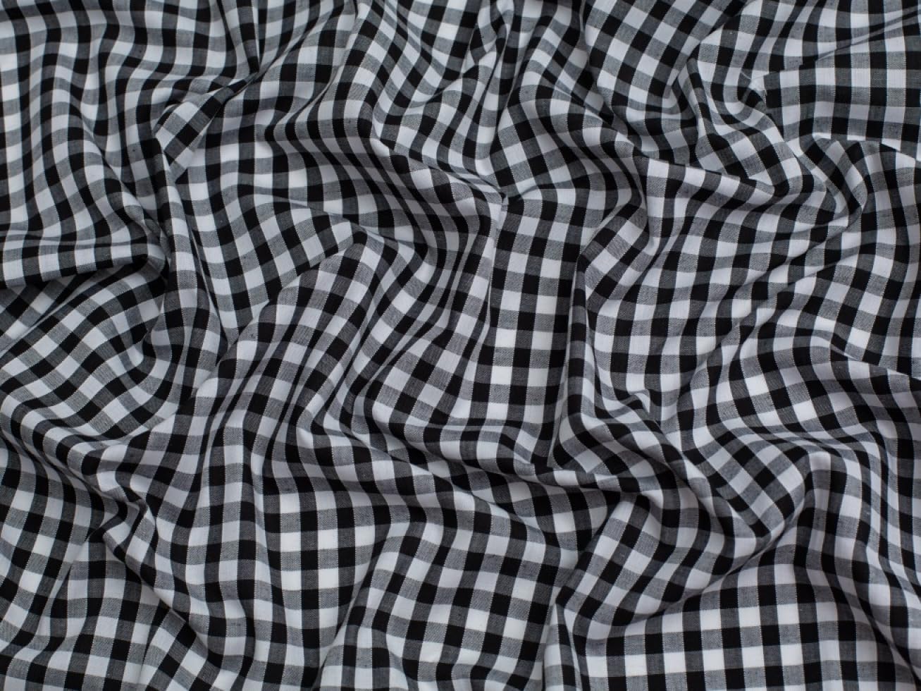 Minerva Black Core Range 1/4 Inch Check Gingham Fabric - Lightweight & Suitable For Dressmaking - Approx Width: 112.5Cm / 45" - Sold Per Metre