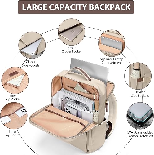 Miniatura 6 de Mochila para laptop para mujer, diseño inteligente, bolsa de trabajo universitaria, mochilas de negocios para viajes y negocios, se adapta a