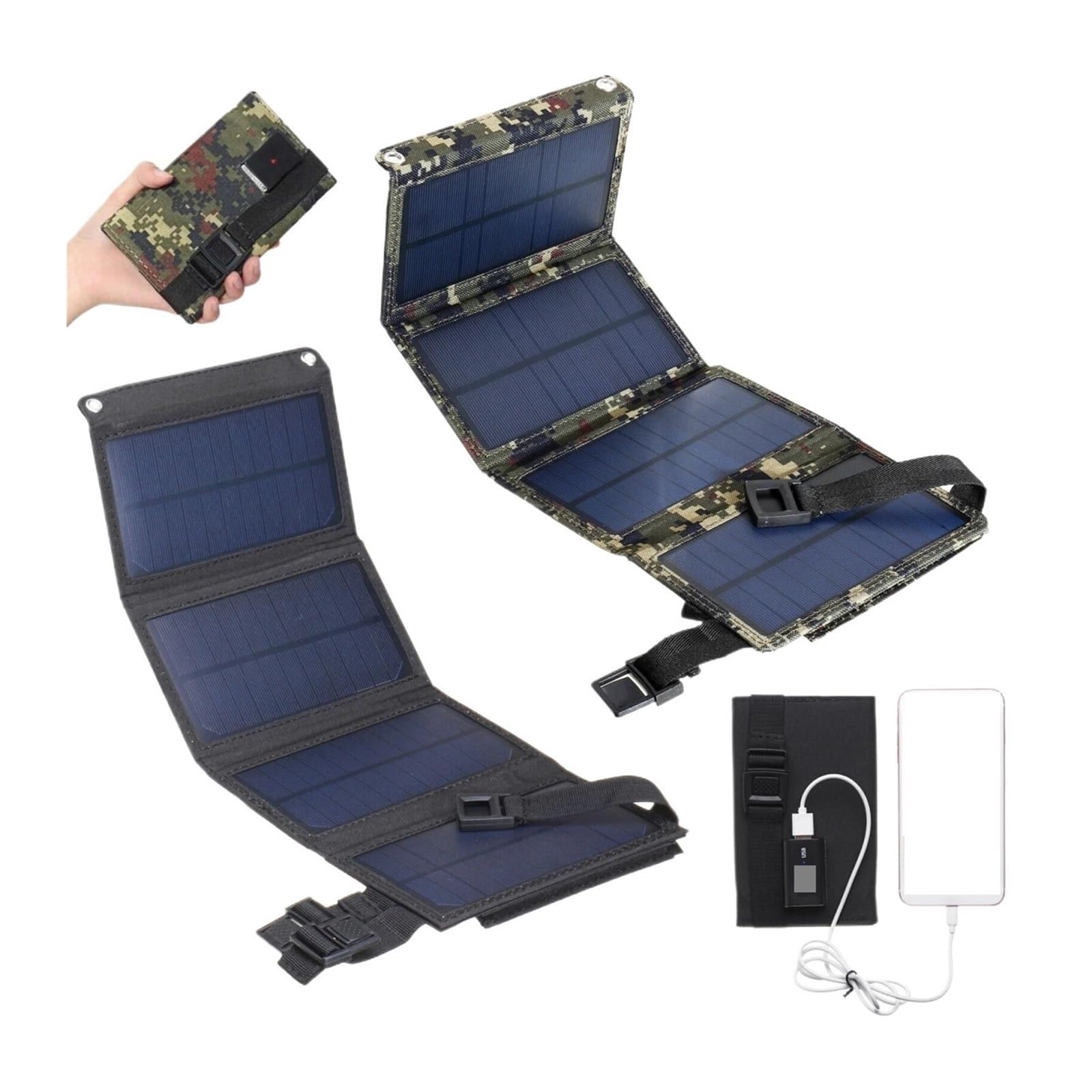 Paneles solares, Panel Solar Plegable, Portátil, Imperable, Con Puerto USB, Adecuado For Acampar Al Aire Libre, Senderismo, Teléfono Móvil, Banco De Energía Móvil.(Champagne)
