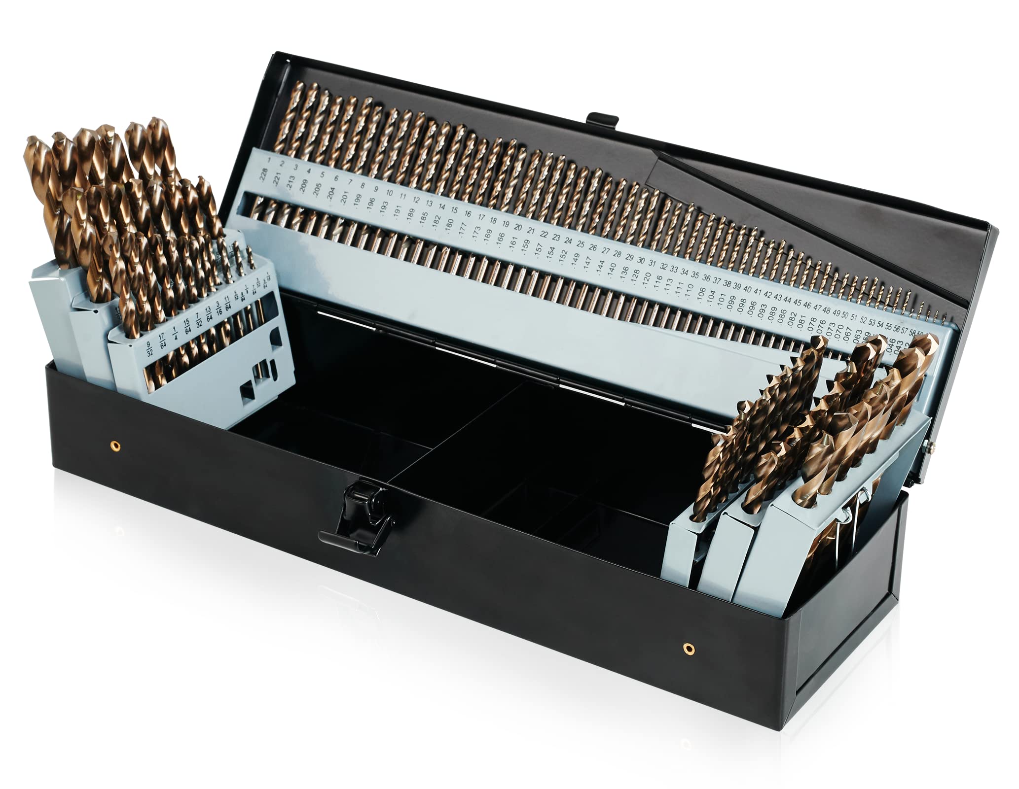 BeHappyM35 Cobalt Drill Bit Set 115pcs, High Speed Steel Drill Bit Set for Hardened Metal, Stainless Steel, Cast Iron and Wood Plastic with Metal Storage Case, 1/16"-1/2", A-Z, 1-60