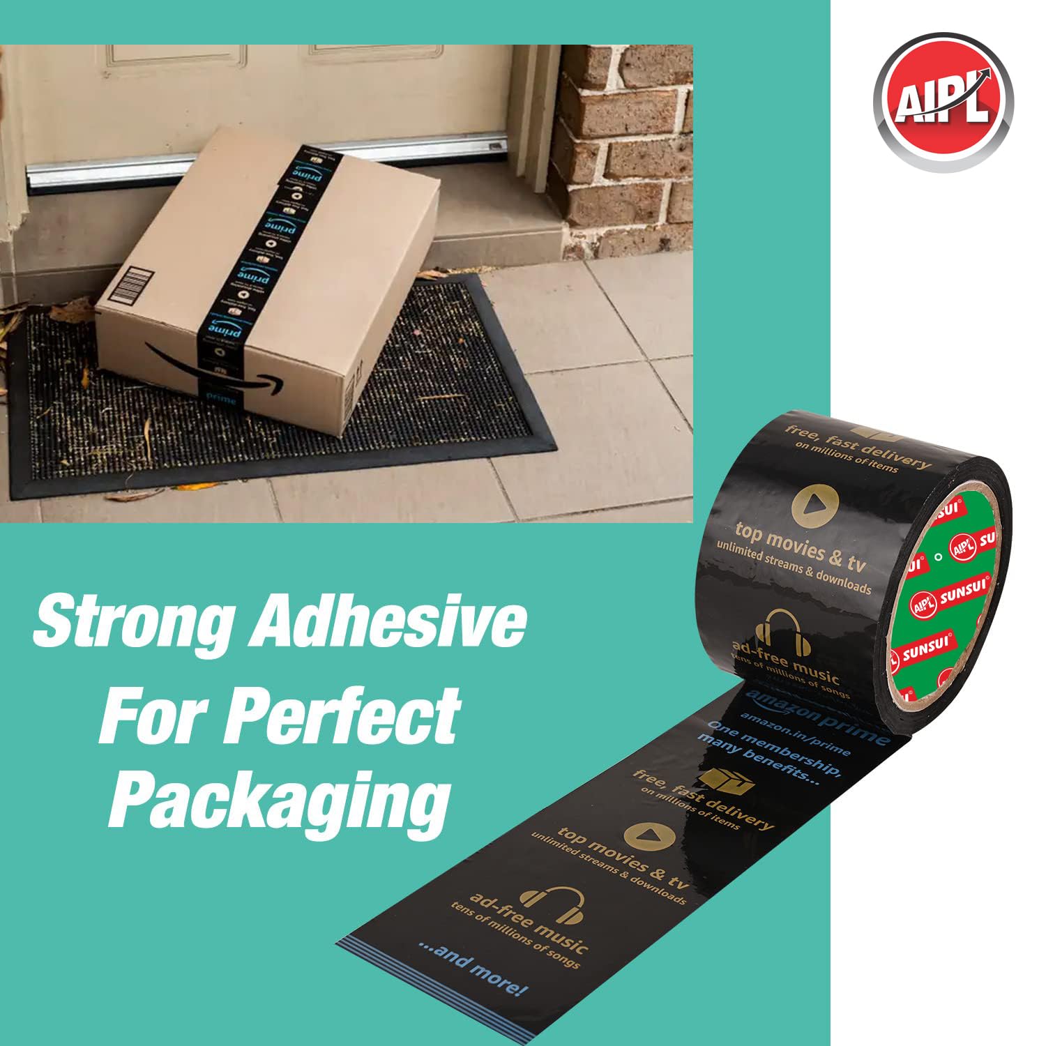 AIPL Packing Tape - 65m Black Cello Tape -4