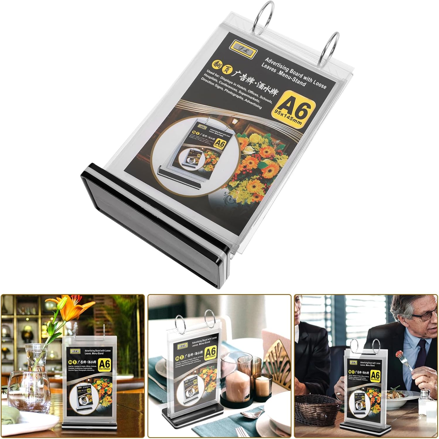11pcs Menu Display Stand with Base Double-sided Tabletop Sign Holder for Restaurants Offices and Events Lightweight and Menu Holder for Easy Viewing