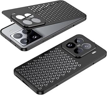 DAYJOY Premium Aluminum Heat Dissipation Cool Case Cover Compatible with Xiaomi 15, Luxury Honeycomb Style Metal Breathable Hollow Shockproof Anti-Scratch case Black