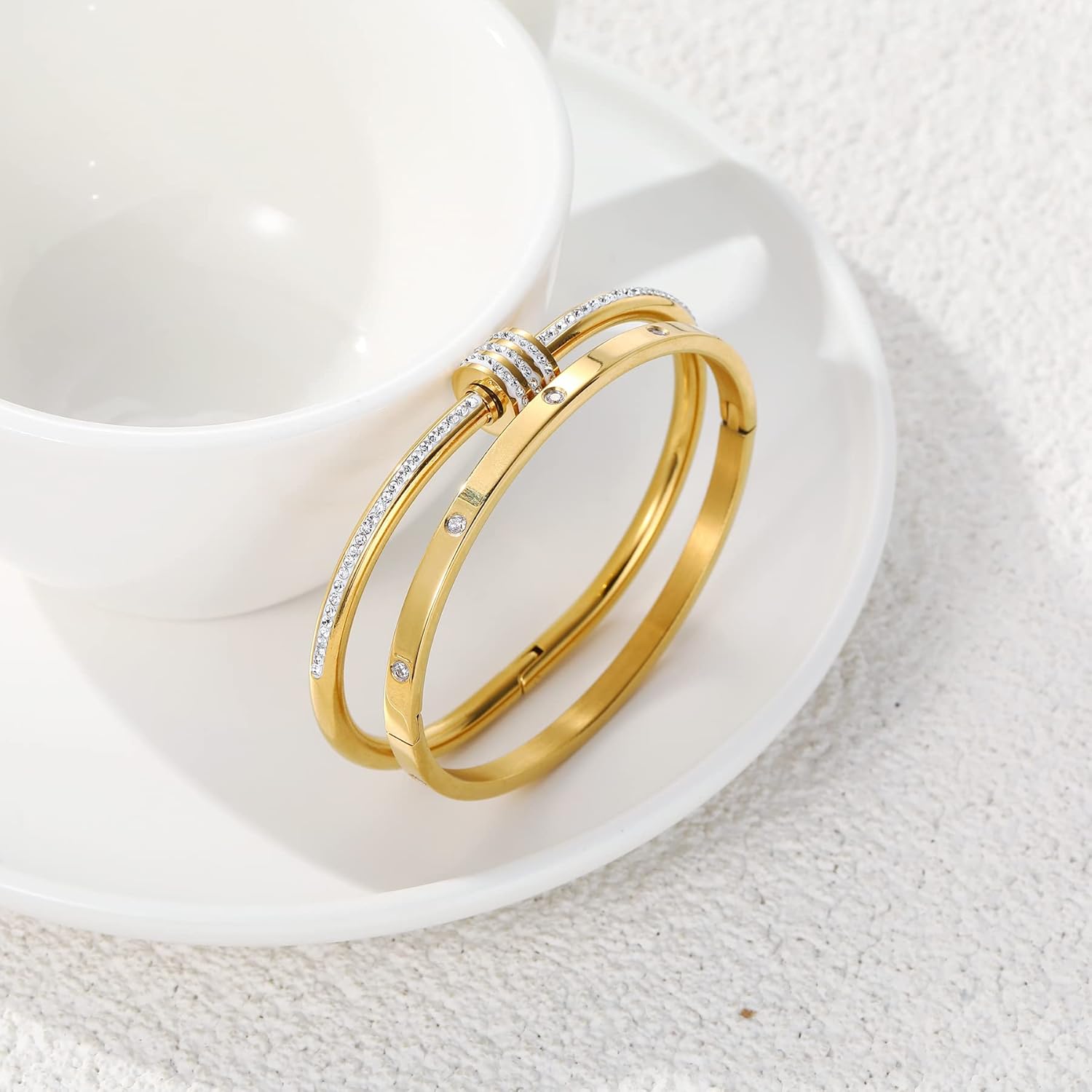 Gold Bracelets for Women 18K Gold Plated Love Friendship Bracelet With Cubic Zirconia Cuff Bangle Jewelry Set Witness the Gift of Love - Image 5