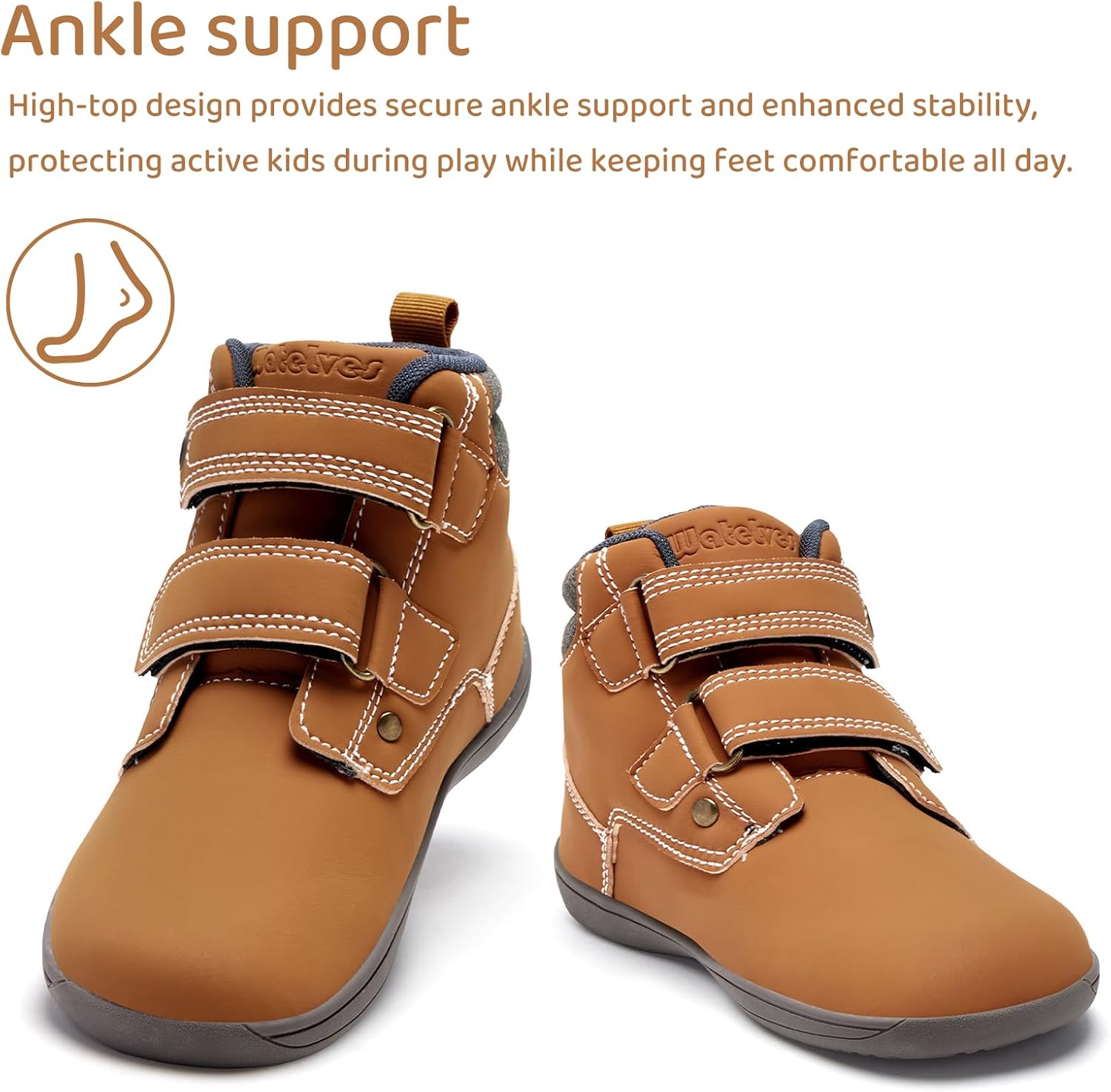 WateLves Toddler Little Kids Wide Barefoot Shoes Girls Boys Fashion Boots High Top Hook and Loop Sneaker Casual Lightweight Walking Shoes - Image 2