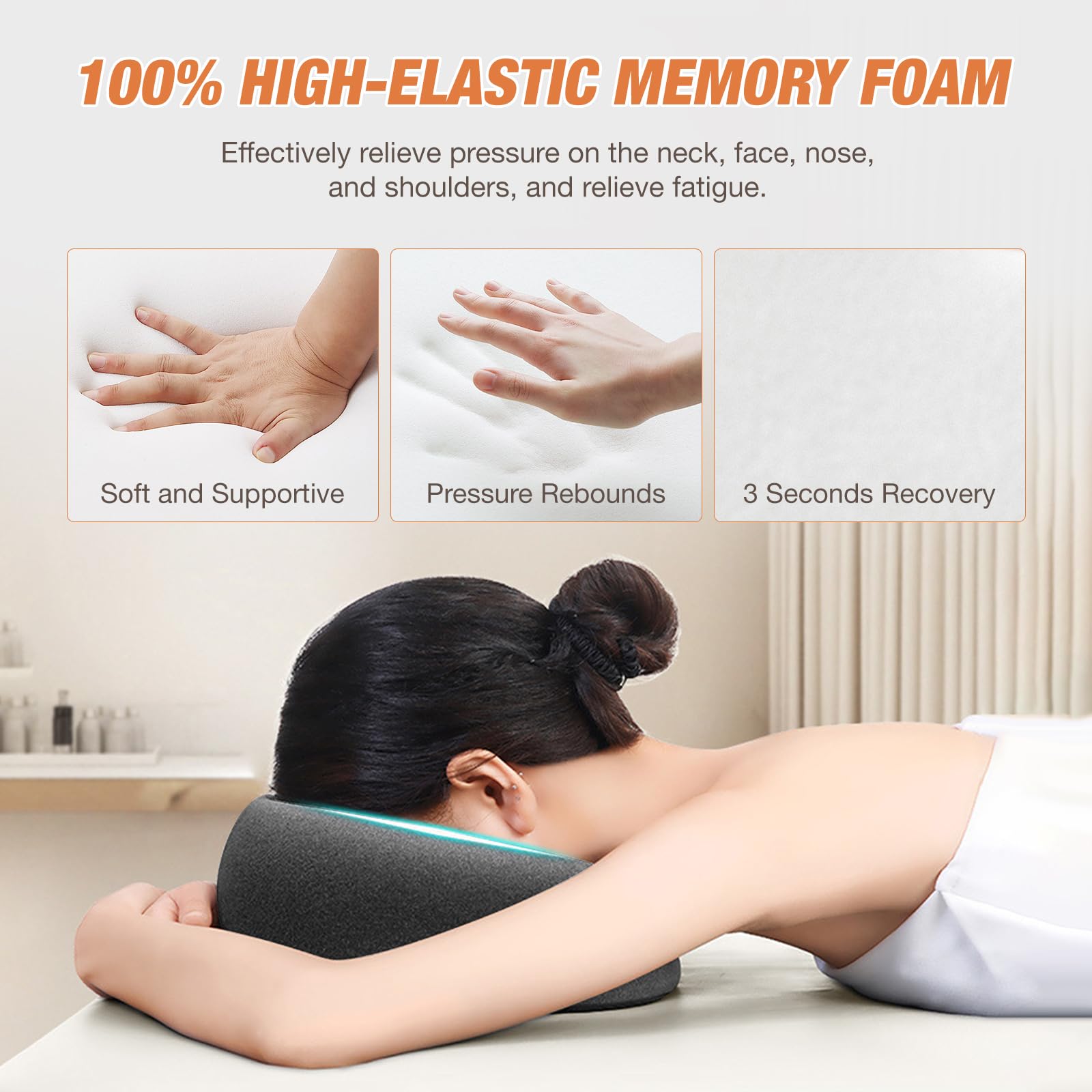 Mineup Oreiller De Massage pour Le Visage, Coussin Massage Visage, Tetiere Table De Massage, Respirant Coussin en Mousse À Mémoire, Coussin De Massage pour lit de Massage de Salon de Spa