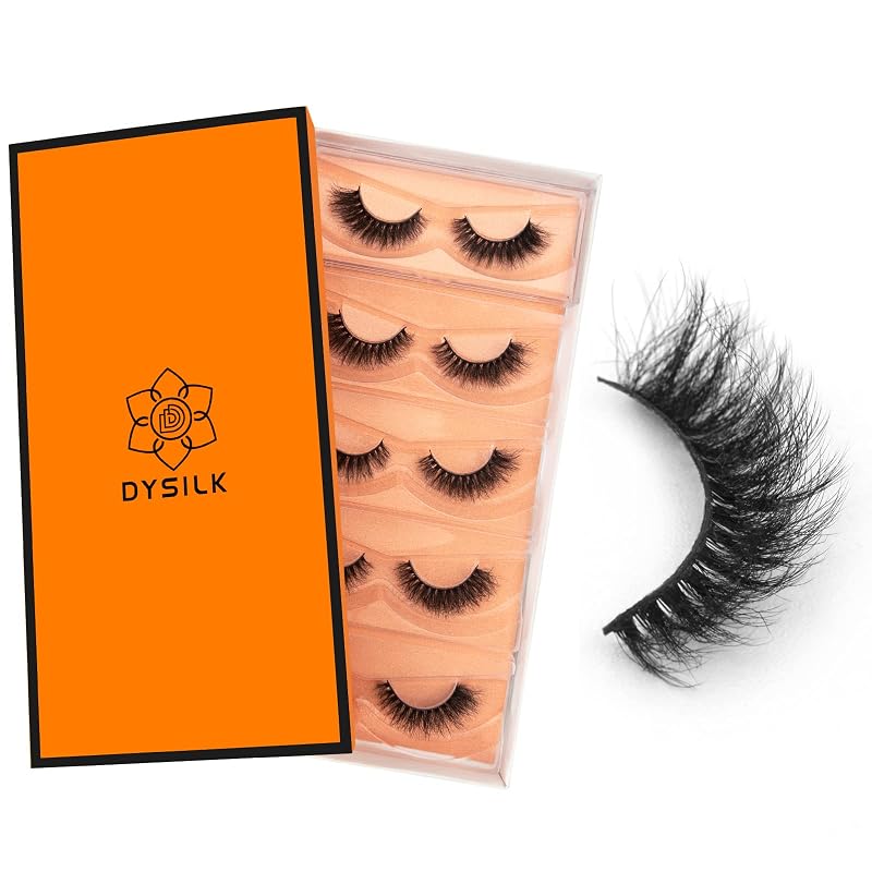 Cílios postiços DYSILK Cat-Eye 5 pares, fibras sintéticas, kit 6D, 8–15 mm
