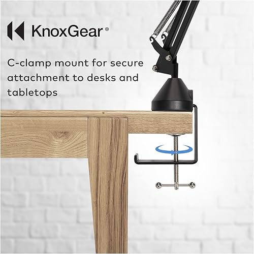 Miniatura 2 de Knox Gear Soporte de micrófono con brazo para podcasts, grabación de estudio, transmisión de radio y juegos, soporte de escritorio de micrófono con