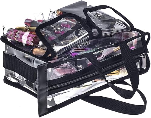 Miniatura 7 de Bolsa de maquillaje de PVC transparente mediana para maquillaje, bolsa de almacenamiento de cosméticos transparente, kits de maquillaje de viaje,
