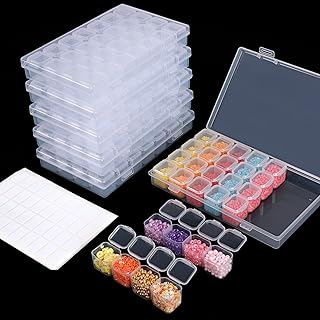 SGHUO 168 Slots 6pcs 28 Grids Diamond Painting Boxes Plastic Organizer, Bead Organizer