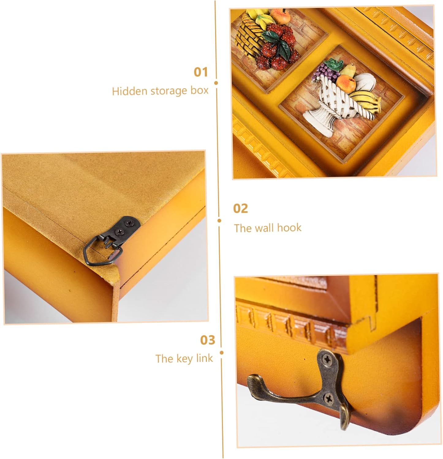 1pc Decorative Wall Key Hanger Farmhouse Shelf Hooks Key Holder Storage Rack Vintage Style