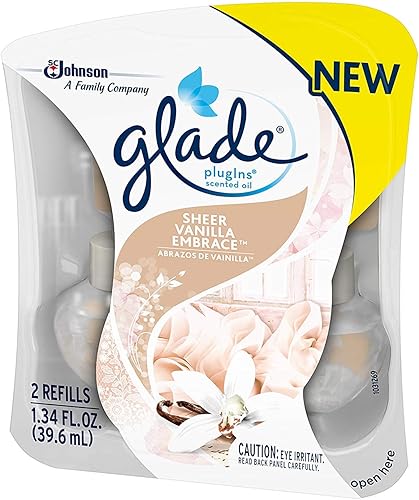 Miniatura 2 de Glade PlugIns - Recambios de ambientador de aceite perfumado, Sheer Vanilla Embrace, 1.34 onzas líquidas, 2 recambios por paquete (3 paquetes)