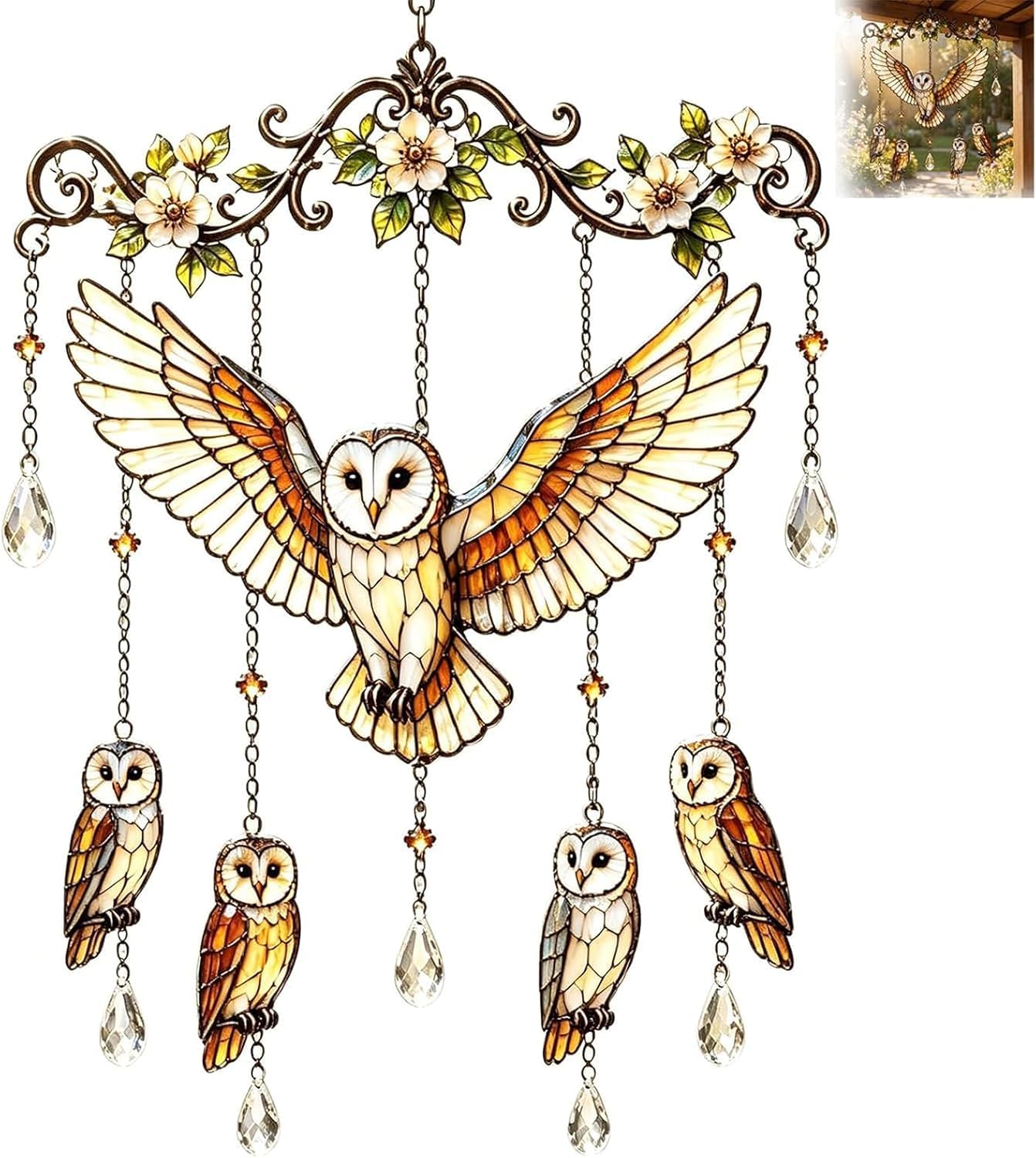zoocco Hummingbird Wind Chimes Metal 55 x 24cm for Garden Outdoor (E)