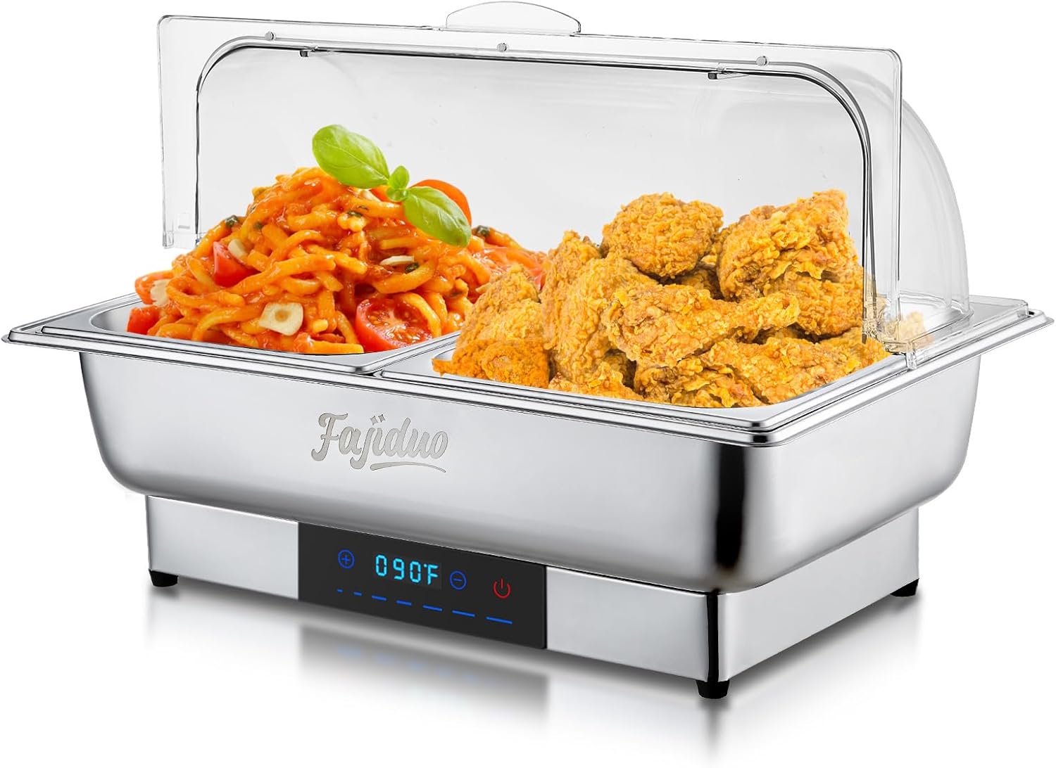 Electric Chafing Dish, 2X4.5QT Buffet Servers and Warmers, Stainless Steel Chaffing Dishes with Temperature Control Display, Commercial Food Warmers for for Parties, Catering, Buffets