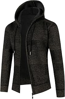 Cárdigan de punto con capucha para hombre, forro polar, color bloque